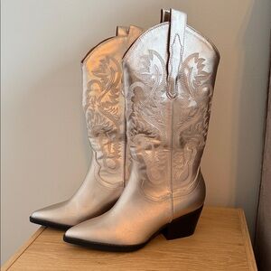 Maya Champagne Embroidered Western Boots